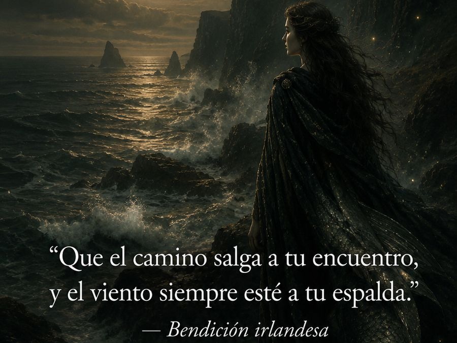 Bendición irlandesa junto a los acantilados y el mar